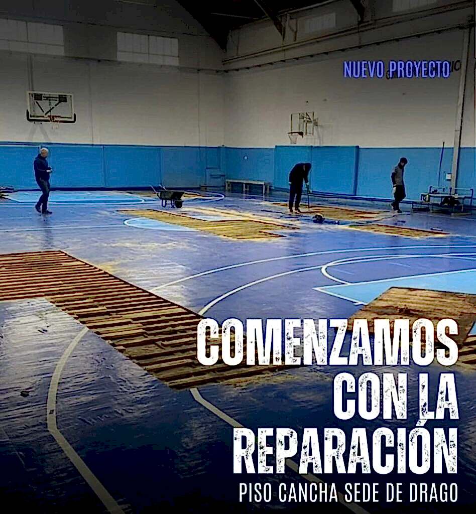 Avanza la reparación del piso de básquet en la sede Chiclana